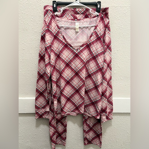 Jessica Simpson Plaid Lace Neckline Pajama Set NWOT XL - Picture 1 of 6